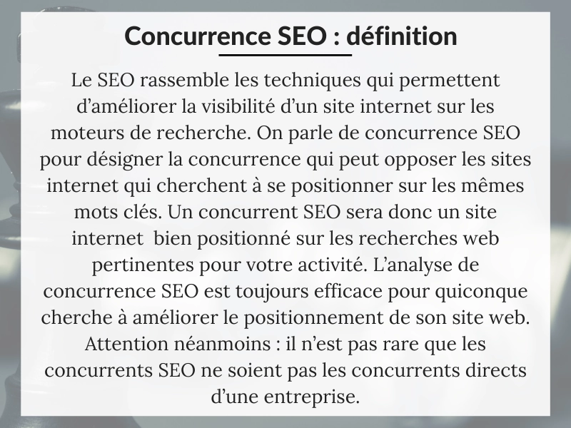 découvrez comment réaliser une évaluation seo concurrentiel pour optimiser votre stratégie en ligne. analysez les forces et les faiblesses de vos concurrents afin d'améliorer votre visibilité et d'attirer davantage de clients.